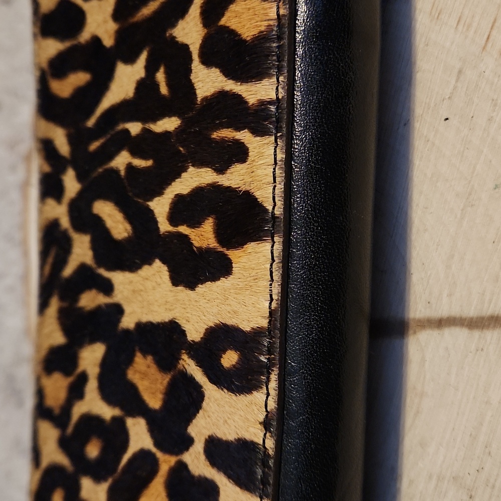 HOBO International Leather & Calf Hair Animal Print Accordion Zip Wallet - Picture 3 of 8